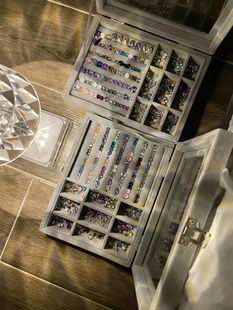 美甲钻分类整理盒 饰品盒 桌面工具指甲钻加绒收纳盒首饰盒长方形