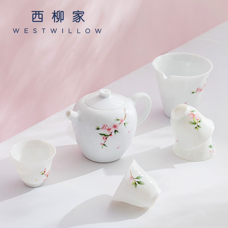 白瓷功夫茶具套装现代简约家用景德镇陶瓷手绘茶壶茶杯礼盒送礼女|ruв категории посуда, чайный сервиз, кунг - Фу, чайный сервиз - от Buy2taobao.com для оказания профессиональной услуги покупки агента Taobao