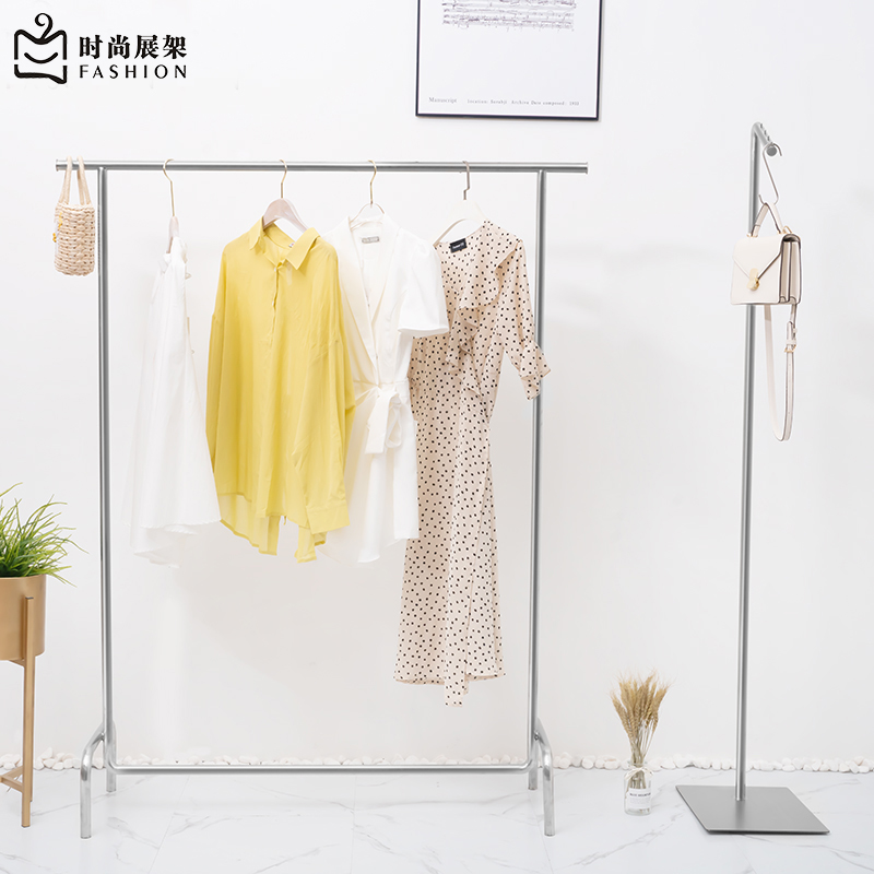 日韩风轻奢挂衣架服装店展示架落地式女装店组合不锈钢拉丝陈列架