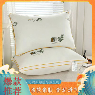 艾草抗菌防螨枕头枕芯一对装白色酒店专用枕助眠护颈羽丝绒可水洗