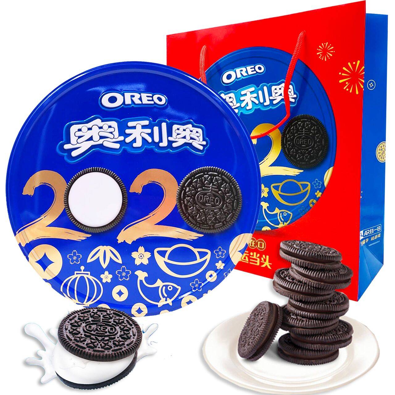 奥利奥饼干 盒装 大礼包_新品奥利奥新年礼盒装夹心饼干388g多口味