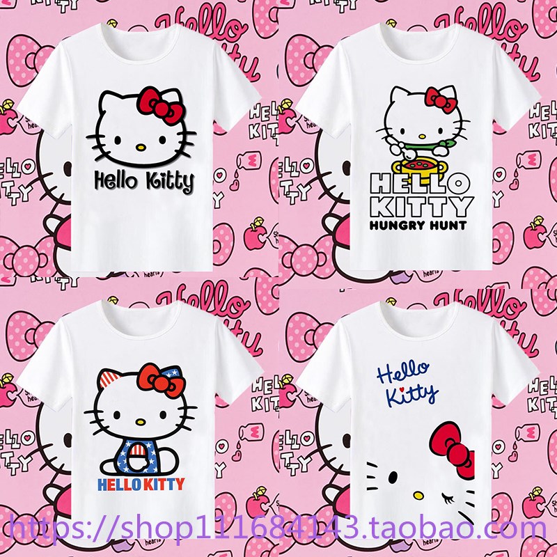 夏季hello kitty卡通可爱短袖t恤KT猫女韩版情侣装衣服凯蒂猫童装