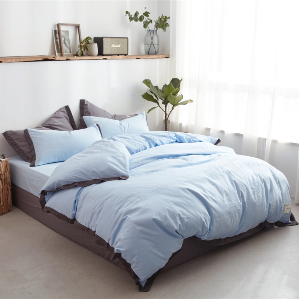 良品全棉四件套可可纯棉13372水洗工艺床品套件40支床笠床单被套