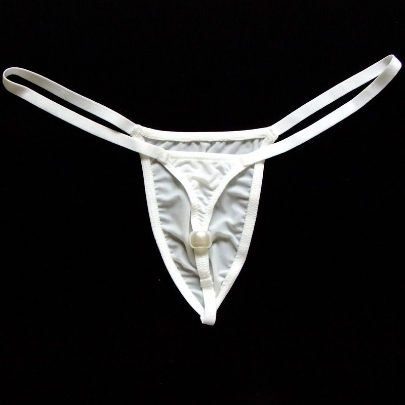 男士珍珠按摩丁字裤后庭刺激t裤男性感低腰细带冰丝透明内裤t-373