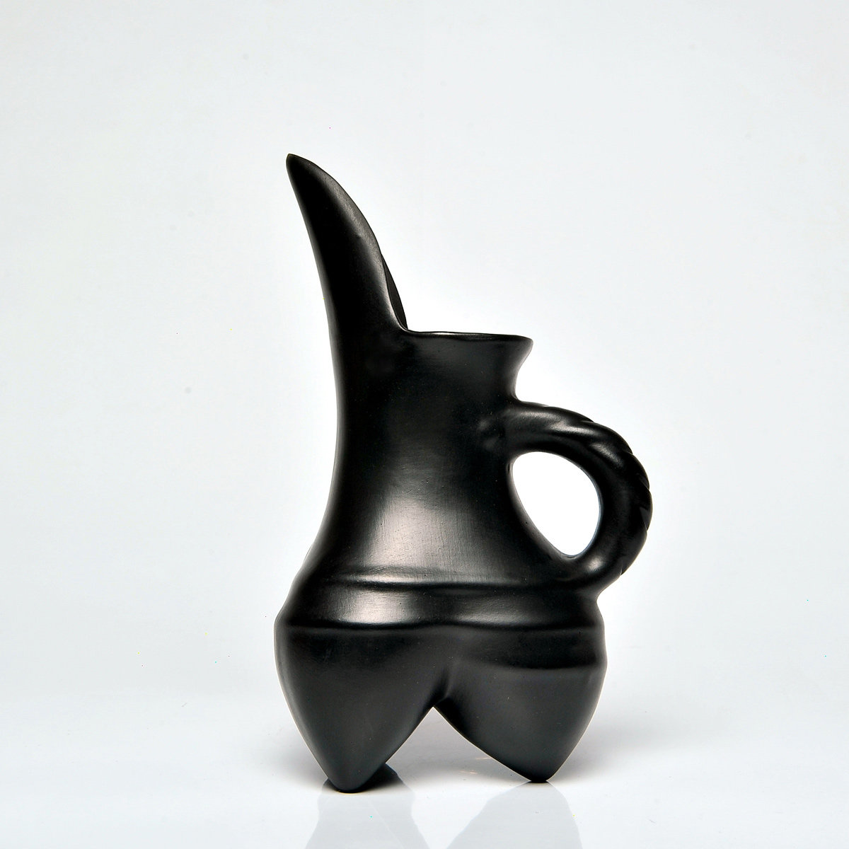 【直供】中国黑陶工艺美术大师 刘德功 手工塑型作品仿古《陶鬶》