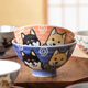 日本进口美浓烧家用饭碗卡通可爱精致日式陶瓷饭碗招财猫中大号碗