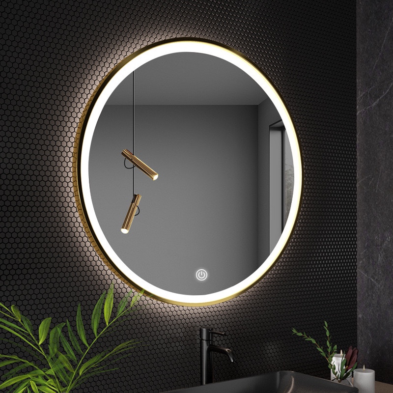 LED发光智能浴室柜圆镜  酒店卫生间镜浴室柜化妆镜