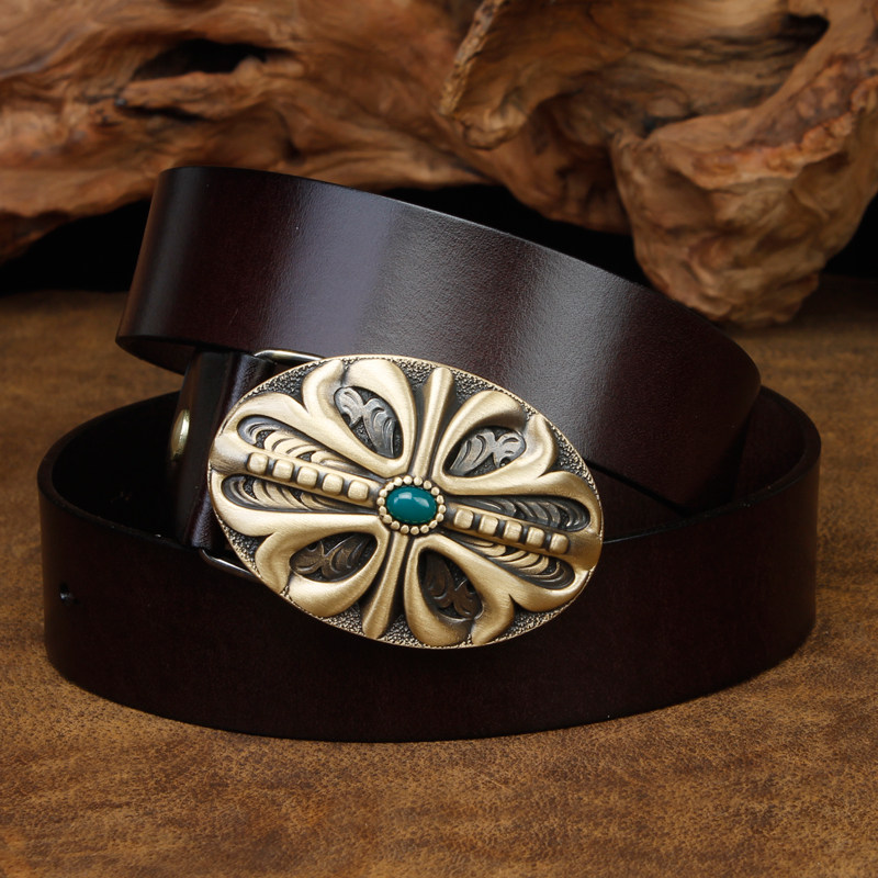 皮带男铜扣头纯铜