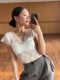 拉丁摩登蕾丝短袖美背遮肉上衣带胸垫温柔性感V领教课练功服艺考