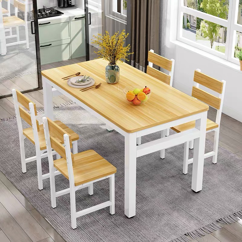 现代小户型家用快餐餐桌椅组合吃饭桌长方形餐桌46人简约简易饭店