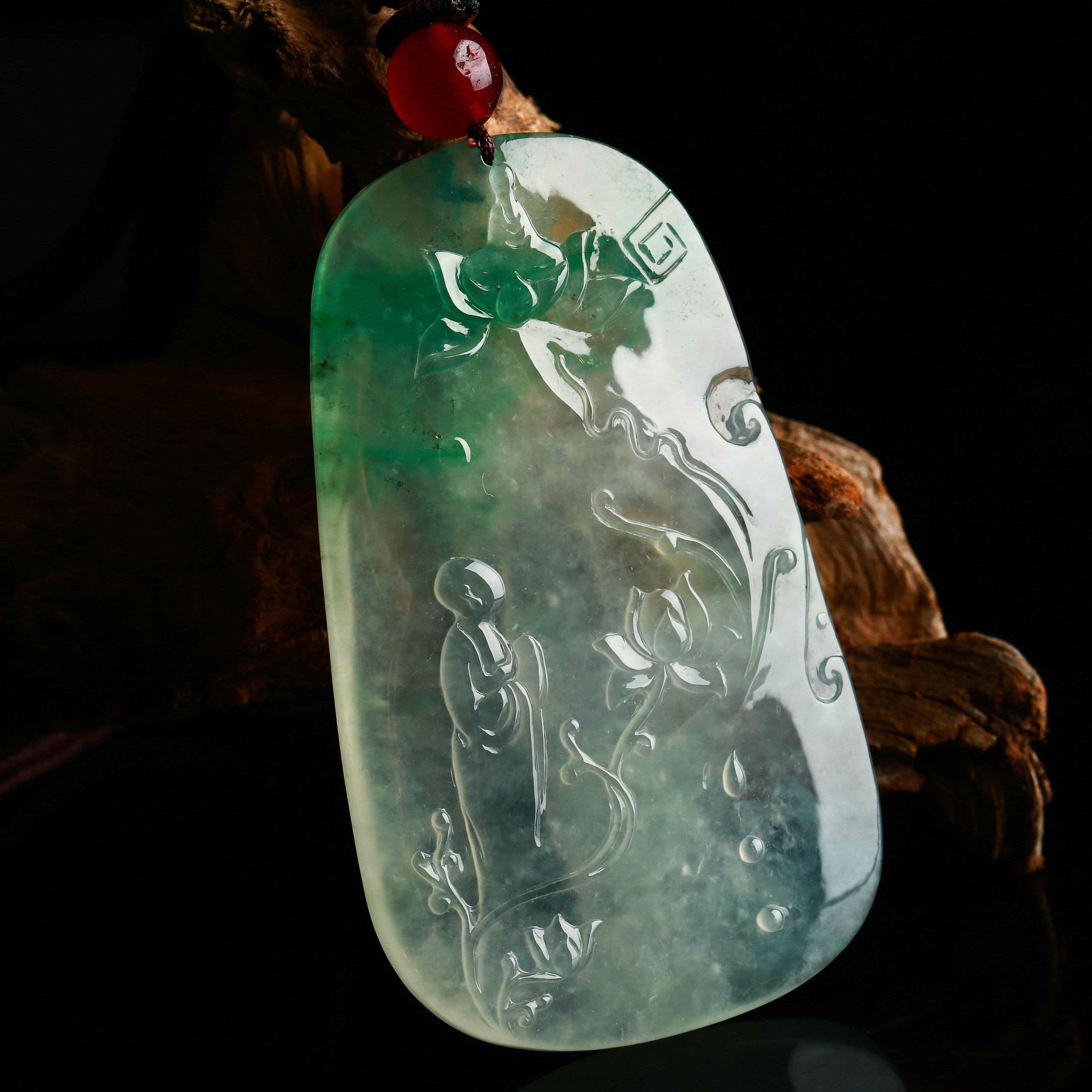 老坑冰种冰润悟道吊坠 43.09g