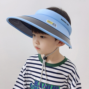 UPF50+儿童遮阳帽男孩夏季空顶大帽檐防紫外线男童太阳帽子中大童