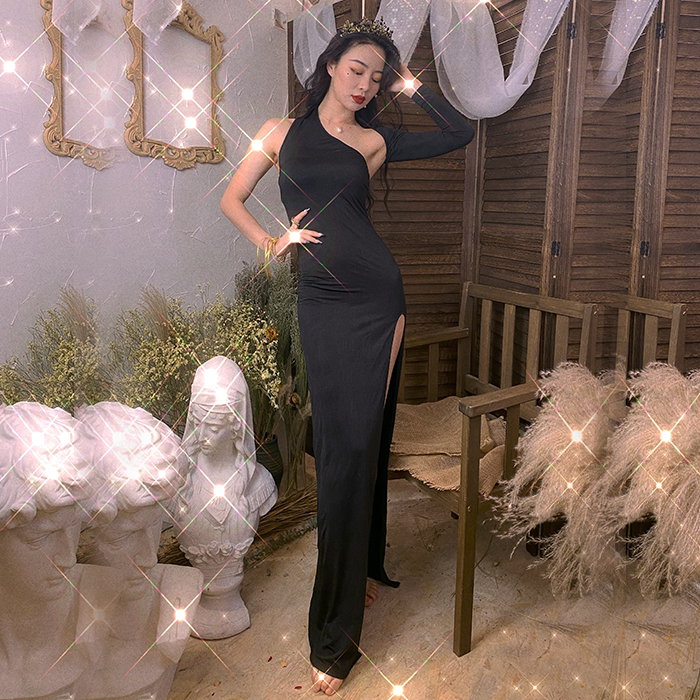 佐寒梦璐肚皮舞服宁佐寒春夏新款性感黑色连衣裙练功服演出练功服