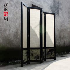 汉龙赤马品牌直销 新中式装饰家具家居实木隔断玄关折屏 荷韵屏风