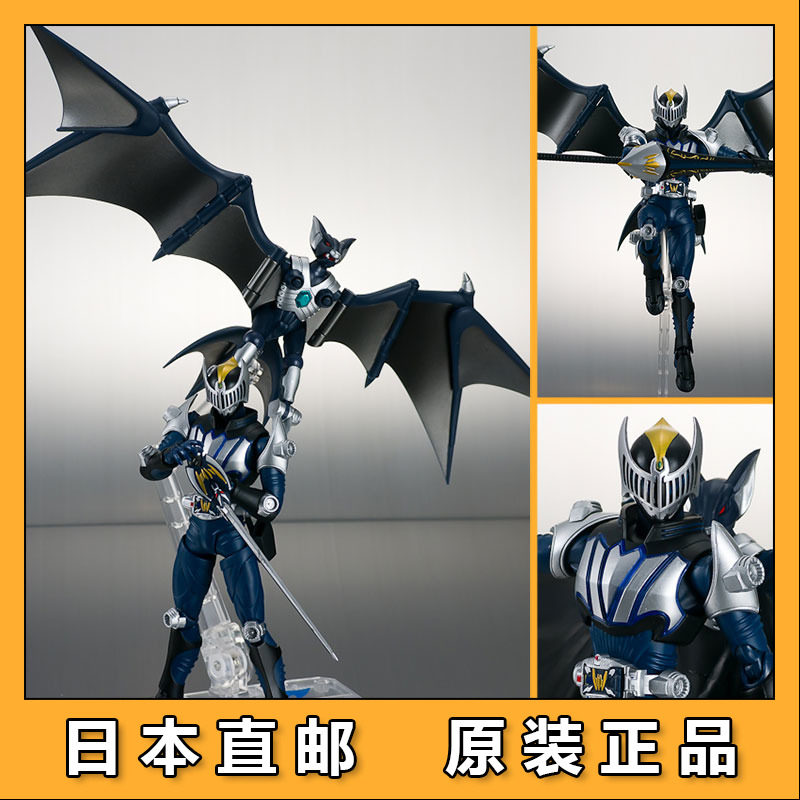 默图万代日版shf可动手办 假面骑士龙骑 夜骑 knight暗翼斗篷蝙蝠