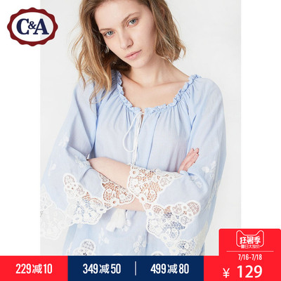 C&A CA200203359 蕾丝花边刺绣 衬衫 129元