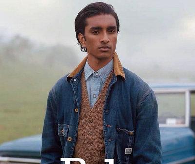 RL DENIMJACKET复古重水洗做旧磨破内里印花工装牛仔夹克21120118