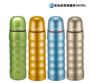 包邮专柜正品乐扣乐扣彩色波浪型便携保温杯LHC333B/460ML