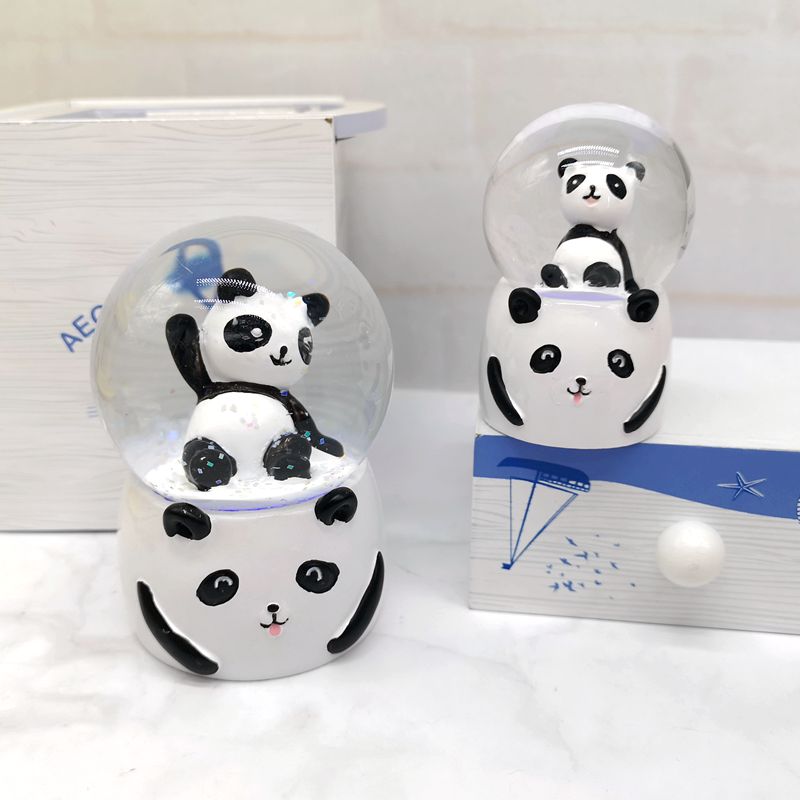 熊猫水晶球摆件带雪花可发光女生生日儿童节礼物四川成都旅游纪念