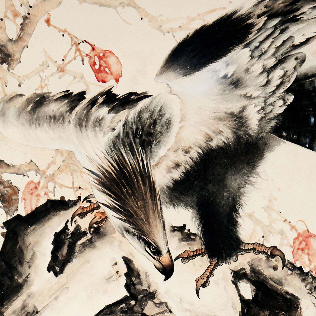 高奇峰《枫鹰图》