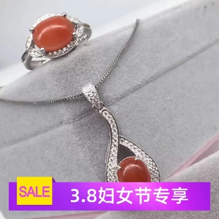 s925银饰品 新款套装空托 成品活口女款戒指 吊坠银托 7x9