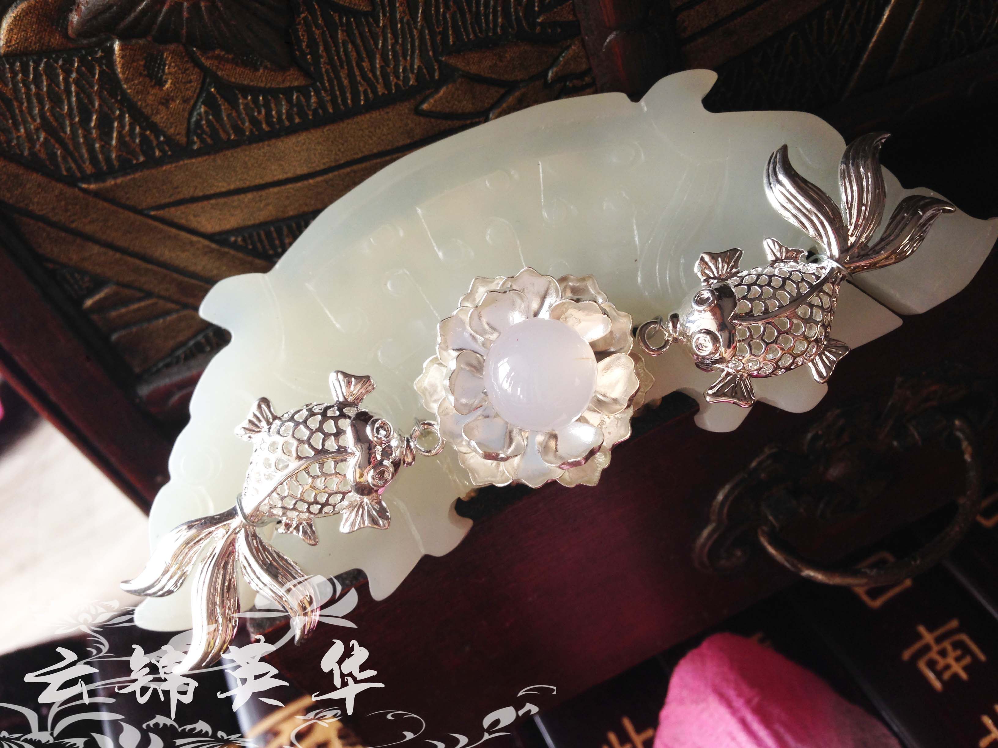 【云锦英华】古装白玉巴山玉头饰 古风cos头饰 叶曦和cos华胥引