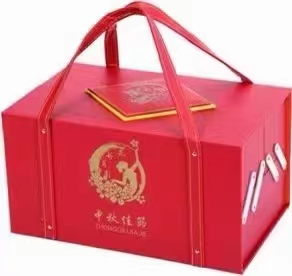 中秋红酒月饼礼盒红酒盒双支皮盒葡萄酒包装盒红酒月饼盒定制logo