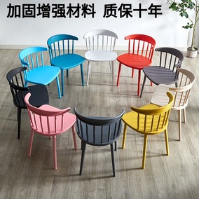 塑料椅子家用现代简约北欧餐椅咖啡厅创意靠背椅子ins网红温莎椅