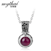 Thai Ruby 925 Silver Pendant Thailand jewelry length under clavicle female silver sweater necklace