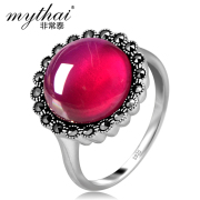 Is 925 Silver Thai Thai pale rose colour corundum send gemstone ring ring finger ring fashion women girls