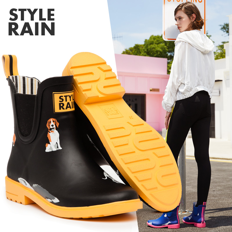 時代林秋季英倫啞光橡膠雨靴時尚防水膠靴成人防滑水鞋短筒雨鞋女