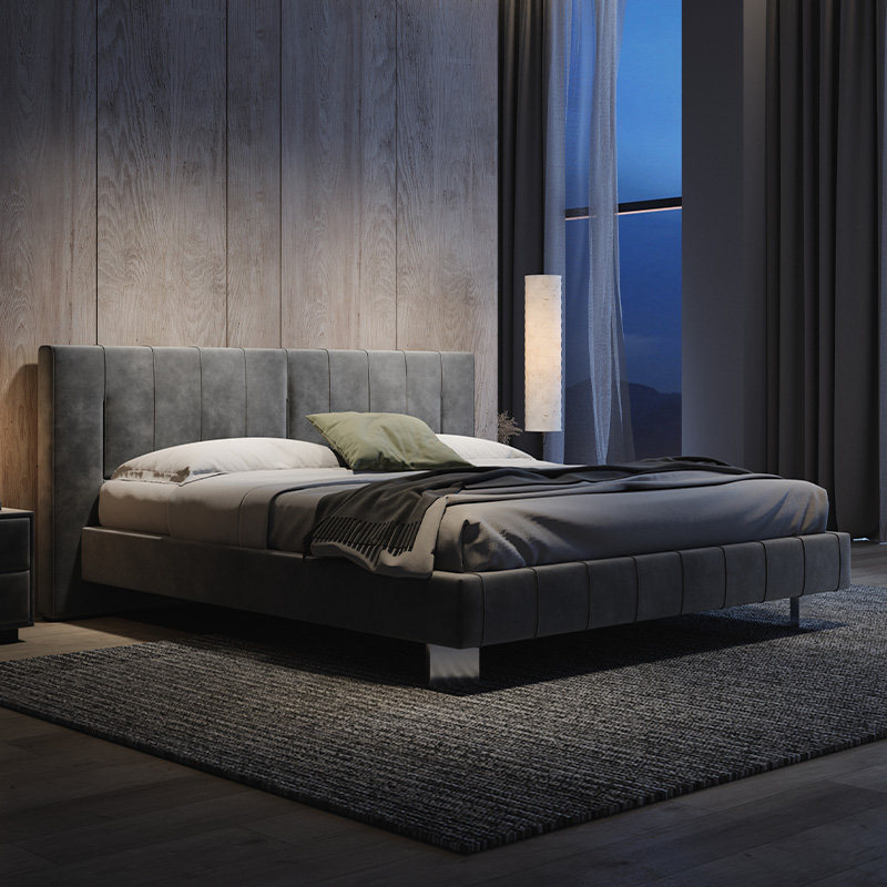 床轻奢现代钢琴床主卧双人高端大气设计师款磨砂科技布意式极简床