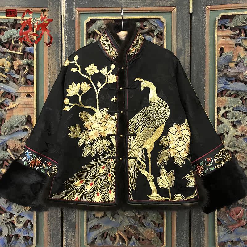 默默的绣·新款高端外套中式民族风手工金丝绣双面满绣对襟儿上衣