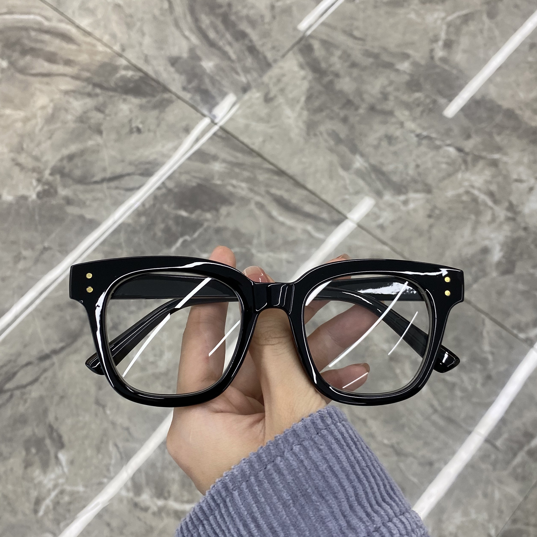 ins网红雪梨同款粗框眼镜女圆脸防蓝光防辐射素颜平光眼镜框架男