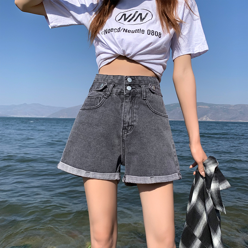 牛仔裤女夏天薄款复古休闲百搭高腰阔腿卷边牛仔短裤chic港味裤子在类目 女装/女士精品, 牛仔裤中 - 来自Buy2taobao.com提供专业的淘宝代购服务