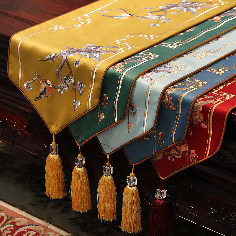 新中式桌旗禅意中国风古典桌布餐桌餐旗电视柜长条茶几布艺床旗巾