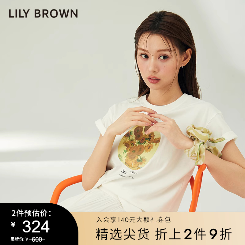 LILY BROWN春夏款 大英博物馆联名简约印花T恤LWCT221207