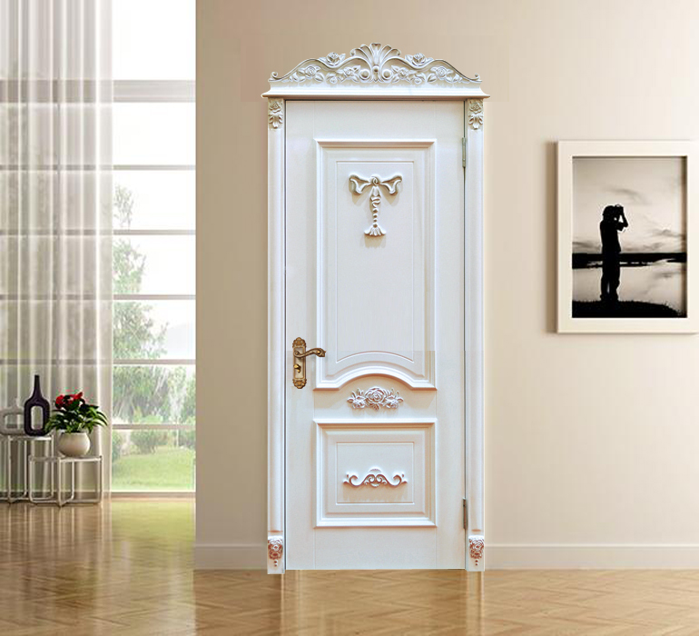 普瑞仕木门 欧式烤漆门实木复合套装门环保卧室门 白色室内门包邮