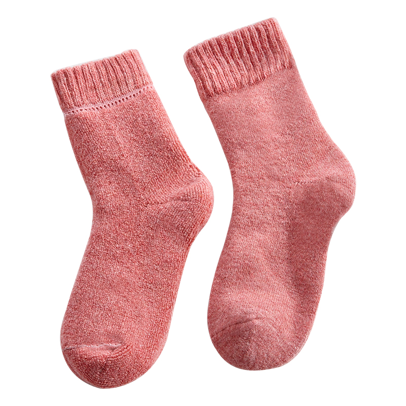 冬季厚袜子女韩版加厚加绒毛圈中筒羊毛袜女士松口羊绒保暖袜冬天