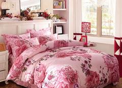 纯棉四件套100%全棉双人1.8m2.0米床上用品 粉色大花裸睡4件套