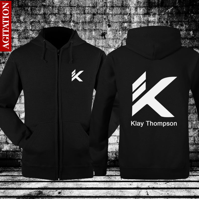 秋冬款克莱汤普森连帽卫衣男学生篮球服运动服开衫加绒外套衣服