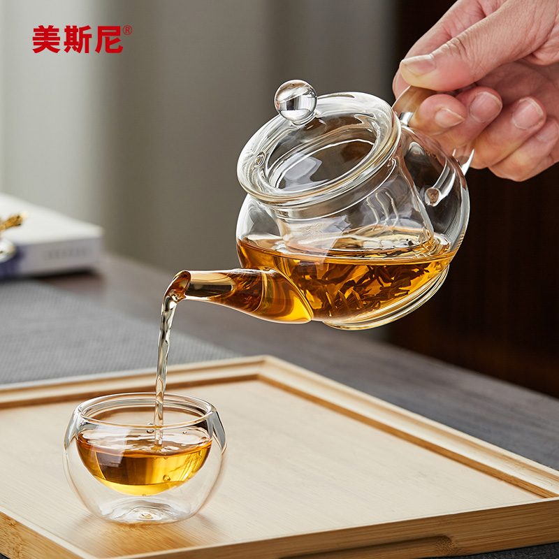 美斯尼玻璃茶壶小号过滤泡茶壶家用耐高温加厚迷你功夫茶具套装杯