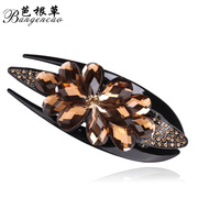 Bagen grass hair accessories Korean Leek lanpan tiara Crystal Cross card gorgeous hair clip hairpin Korea jewelry