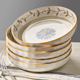 日式陶瓷盘子菜盘家用碗碟2024新款釉下彩餐具高级感碟子餐盘深盘