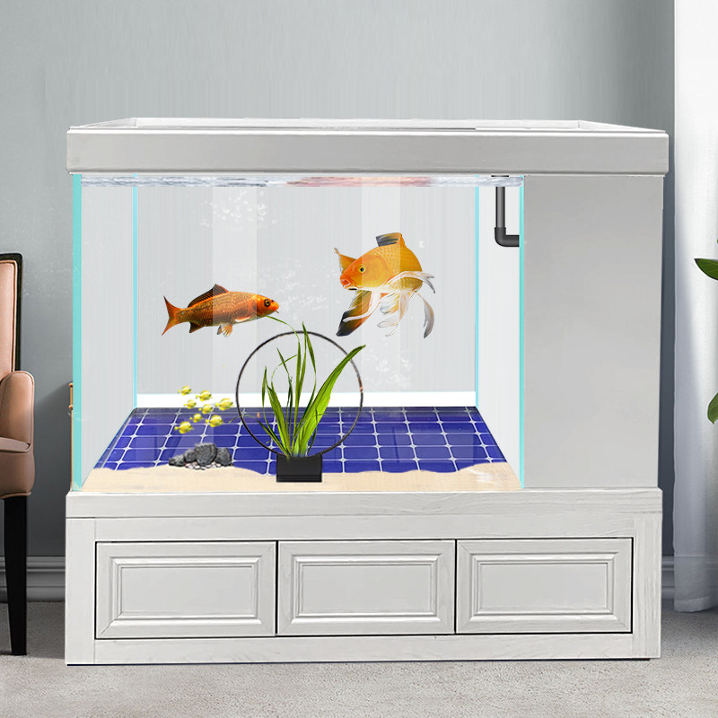 定制大为科技新款玻璃钢轻体侧滤底排鱼缸水族箱免安装锦鲤地缸