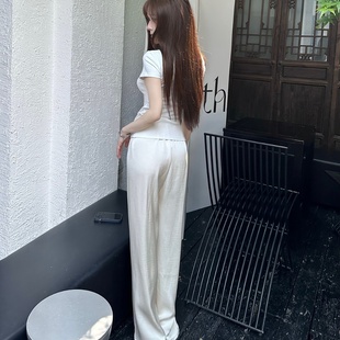 M900休闲裤女夏白色裤子2024新款爆款直筒阔腿裤薄款显瘦高腰宽松