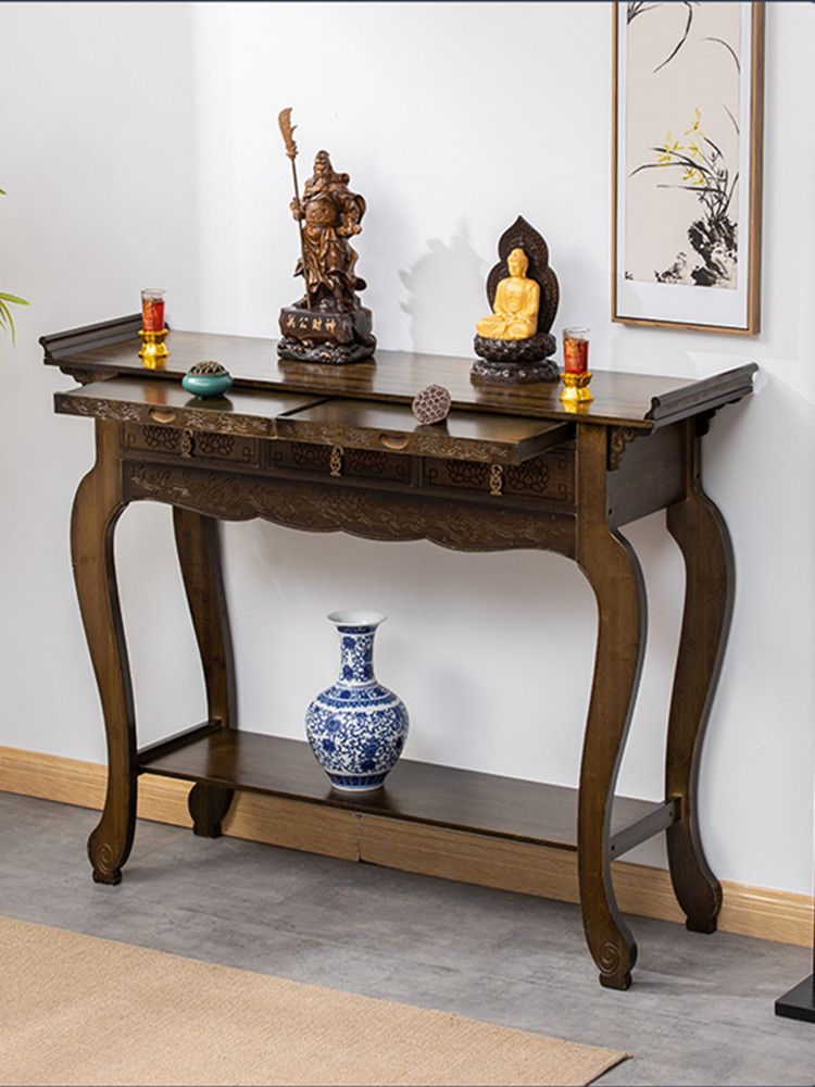 农村供桌佛台家用经济型中堂寺庙供奉实木关公财神爷佛桌贡台