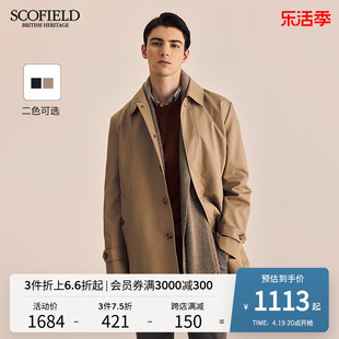 SCOFIELD男装春季新款商务通勤英伦风复古外套潮流时尚中长款风衣