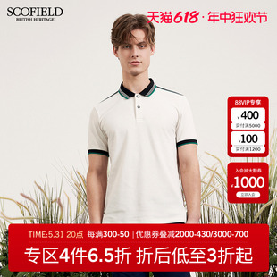 SCOFIELD美式复古半袖T恤男士夏季新休闲拼接条纹短袖休闲POLO衫