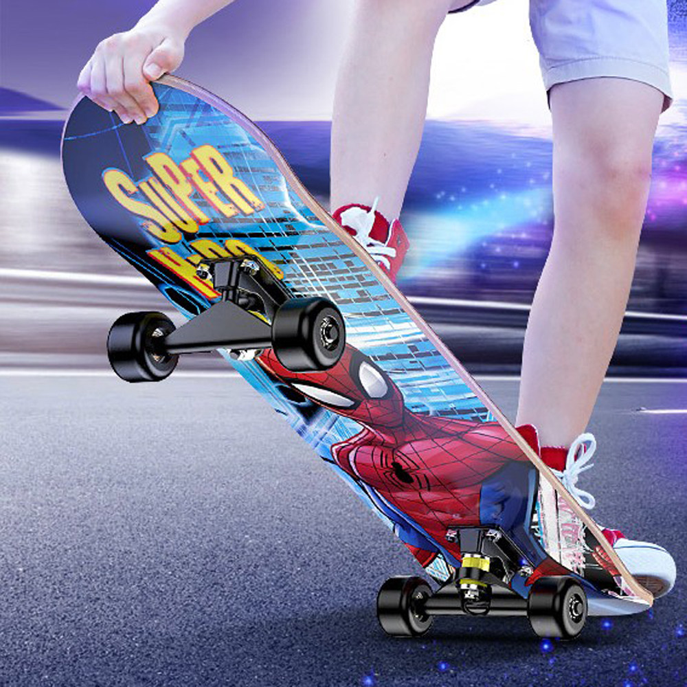 迪士尼 蜘蛛侠儿童四轮滑板车8岁以上初学者男孩女生3-6-12双翘板